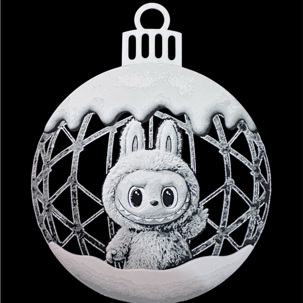 3D printed flat sphere monster ornament